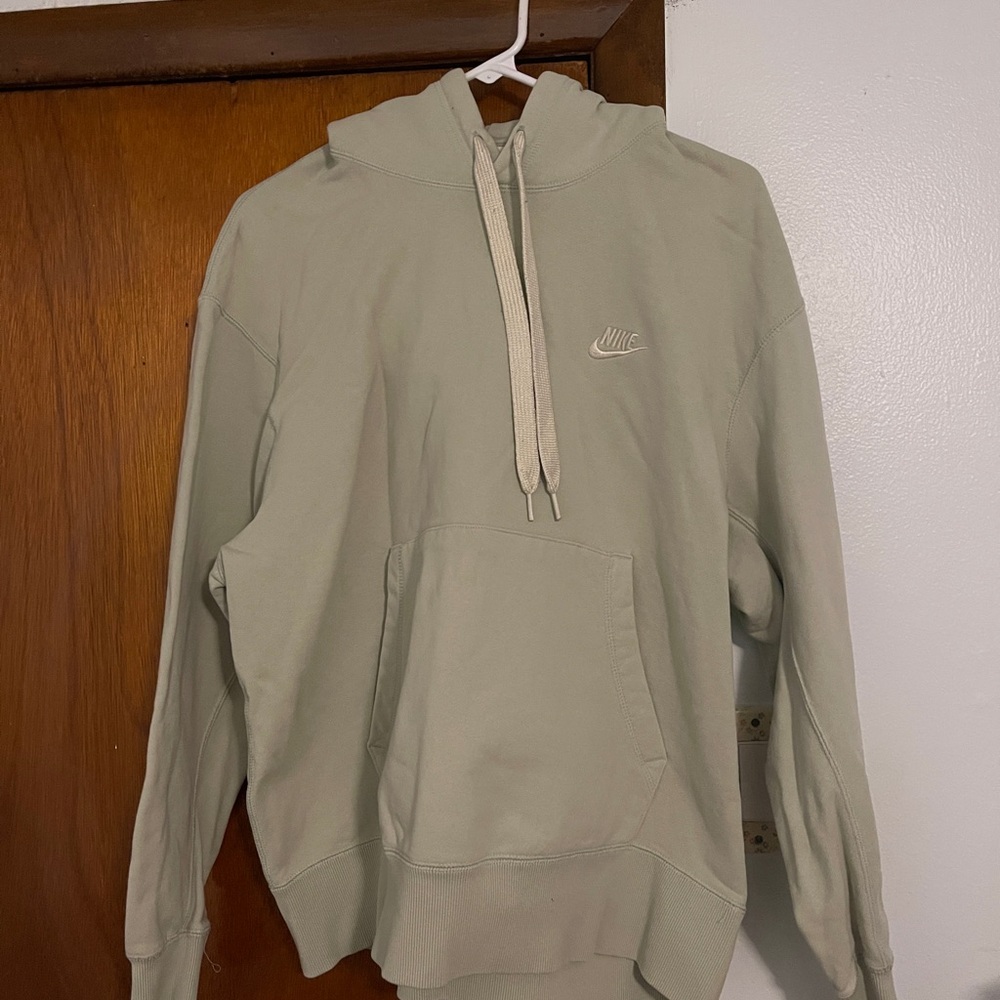 Nike Light Sage Green Pullover Sweater with Half-Zip and High Collar